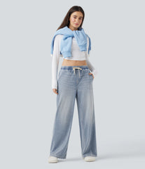 Halara Flex™ Low Rise Drawstring Casual Baggy Sweatpants Jeans with Pockets
