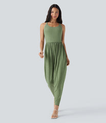 Built-in Bra Harem Casual Jumpsuit with Pockets-Easy Peezy Edition