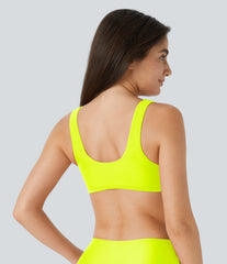 Solid U Neck Bikini Top Swimsuit