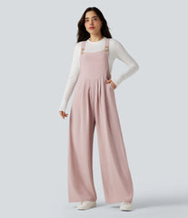 Wide Leg Stripe Overalls with Pockets