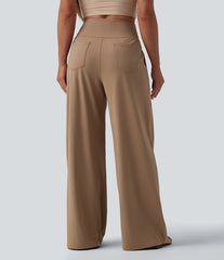 SoftlyZero™ Airy High Waisted Tummy Control Wide Leg Baggy Cool Touch Casual Pants with Pockets-UPF50+