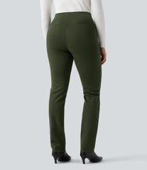 Halara Flex™ Wear-Resistant Mid Rise Ponte Roma Slim Work Pants with Pockets