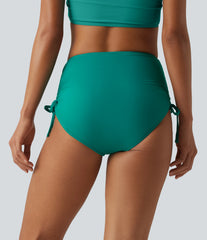 High Waisted Tummy Control Drawstring Ruched Bikini Bottom Swimsuit