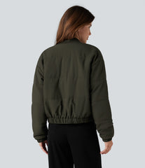 Full Zip Casual Bomber Padded Jacket with Pockets