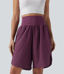 Breezeful™ High Waisted Tummy Control Split Hem Quick Dry Resort Shorts with Pockets