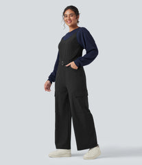 Belted Hiking Cargo Overalls with Pockets