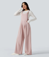 Wide Leg Stripe Overalls with Pockets