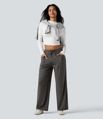 Halara Flex™ DayStretch Mid Rise Drawstring Wide Leg Work Pants with Pockets