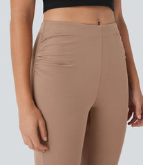 Mid Rise Capri Flare Work Pants