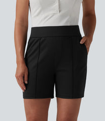 Mid High Waisted Quick Dry Golf Shorts with Pockets 5''-Golf Tee-UPF40+