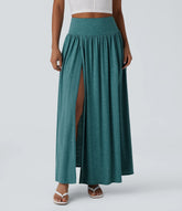 High Waisted 2-in-1 Flowy Maxi Casual Skirt