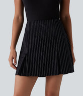 High Waisted Longer Mini 2-in-1 InstantCool Stripe Work A-Line Skirt