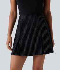 High Waisted Longer Mini 2-in-1 InstantCool Stripe Work A-Line Skirt