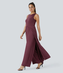 Breezeful™ Zipper Sleeveless Pocket Contrast Quick Dry Jumpsuit