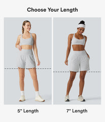 Super High Waisted 2-in-1 Stripe Yoga Shorts 7'' with Pockets