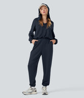 Hooded Long Sleeve Casual Jumpsuit with Pockets-Easy Peezy