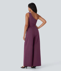 Breezeful™ One Shoulder Quick Dry Jumpsuit with Pockets