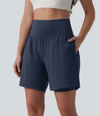 SoftlyZero™ Airy Super High Waisted Tummy Control 2-in-1 InstantCool Yoga Shorts 7" with Pockets