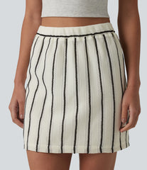 High Waisted Crochet Knit Stripes Casual Bodycon Skirt