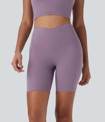 Halara UltraSculpt™ Cool Quick Dry High Waisted Tummy Control Shaping Yoga Biker Shorts 7'' with Pockets-UPF50+