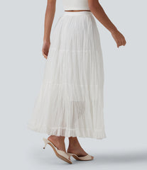 High Waisted Contrast Mesh Maxi Skirt