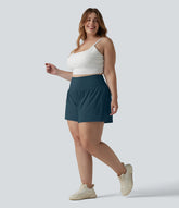 Super High Waisted Pocket & Pocket 2-in-1 Yoga Plus Size Shorts 4''-Longer Length