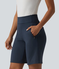 DayStretch High Waisted Work Baggy Bermuda Shorts with Pockets