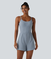 SoftlyZero™ Airy Twisted Backless Adjustable Straps 2-in-1 Built-in Bra InstantCool Yoga Romper with Pocket-Easy Peezy