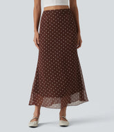 High Waisted Mermaid Polka Dot Midi Casual Skirt