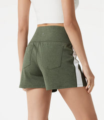 High-waisted Side Stripe Quick Dry Workout Baggy Shorts with Pockets