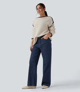 Halara Flex™ High Waisted Straight Leg Sparkle Casual Jeans with Pockets