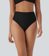 High Waisted Tummy Control Sheen Bikini Bottom Swimsuit