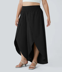 Breezeful™ High Waisted Back Waistband Pocket Palazzo Flowy Wide Leg Quick Dry Casual Plus Size Pants