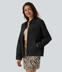 Long Sleeve Zipper Casual Jacket with Pockets