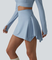 High Waisted Tummy Control 2-Piece Mini Yoga Skirt with Pockets