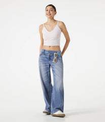 Halara Flex™ Asymmetric Low Rise Baggy Washed Casual Jeans with Pockets