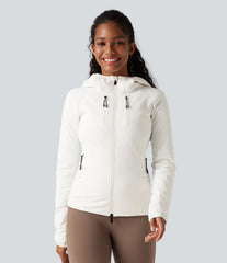 Reflective Hooded Running Down Jacket with Pockets