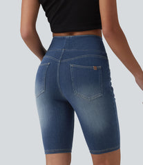 Halara Flex™ High Waisted Tummy Control Denim Casual Bermuda Shorts 9'' with Pockets
