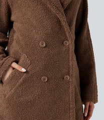 Lapel Relaxed Casual Sherpa Coat with Pockets