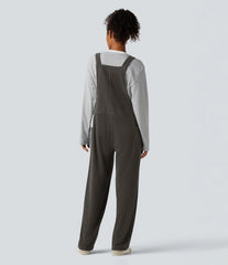 V Neck Corduroy Casual Overalls with Pockets