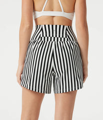 Ultra High-Waist Stripes 2-in-1 Yoga Baggy Shorts with Pockets