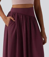 Breezeful™ High Waisted Flowy Quick Dry Maxi Casual Skirt with Pockets