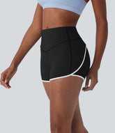SoftlyZero™ Airy Mid Rise Tummy Control Color Block InstantCool Yoga Biker Shorts 3''-UPF50+