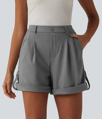 High Waisted Stripe Casual Shorts 5'' with Pockets