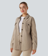 Long Sleeve Fleece Casual Jacket with Pockets