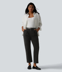 Halara Flex™ High Waisted 7/8 Casual Straight Leg Jeans with pockets