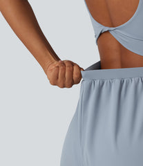 SoftlyZero™ Airy Twisted Backless Adjustable Straps 2-in-1 Built-in Bra InstantCool Yoga Romper with Pocket-Easy Peezy