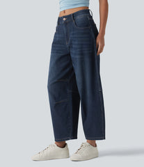 Halara Flex™ Low Rise Zipper Pockets Barrel Leg Casual Jeans