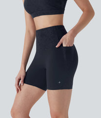 Halara UltraSculpt™ High Waisted Tummy Control Contrast Lace Training Biker Shorts 5'' with Pockets