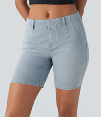 Halara Flex™ Mid Rise Pockets Skinny InstantCool Washed Denim Casual Shorts